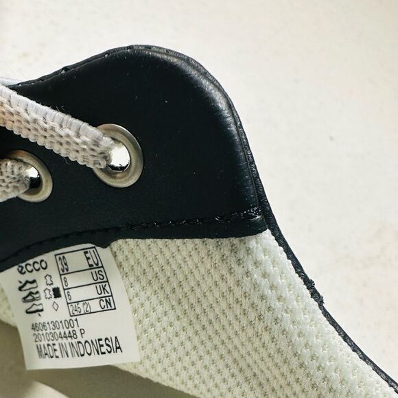 ECCO WOMENS SIZE 8 SOFT 7 BLACK LEATHER LACE UP SNEAKERS SHOES - Picture 5 of 9